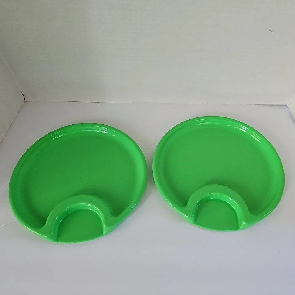 Set of 6 Pampered Chef Party Outdoor Picnic Plastic Plates #2823 Blue / Green